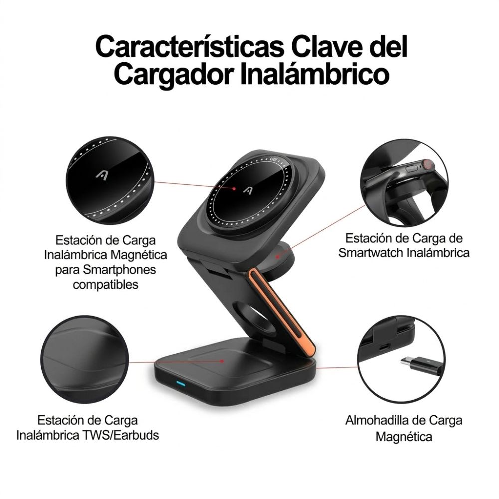 Cargador Plegable 3 En 1 Magnetic S4 