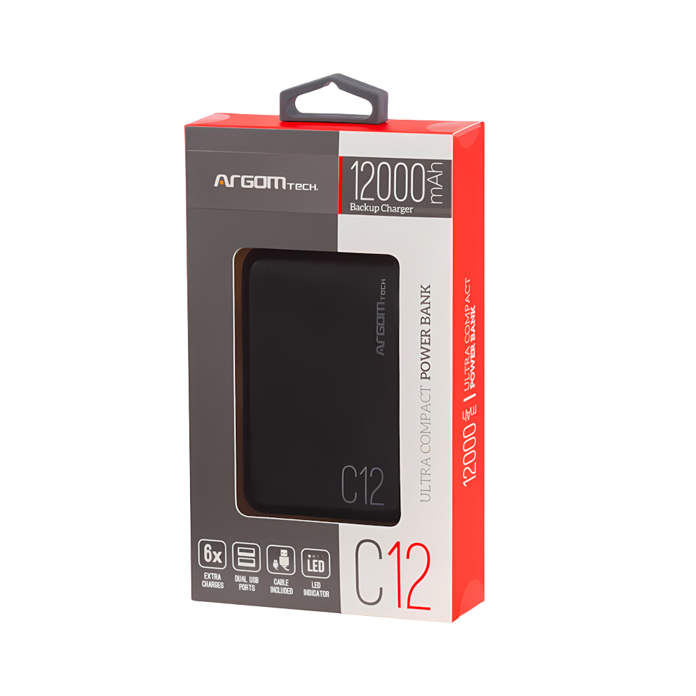 Batería externa C12 Ultra-Compacto 12,000 mAh