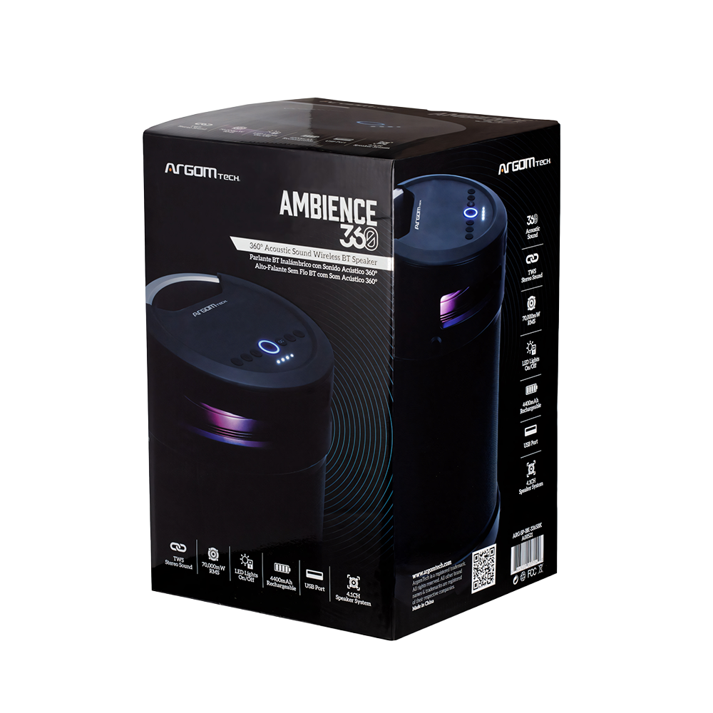 PARLANTE AMBIENCE 360 CON LUZ LED NEGRO