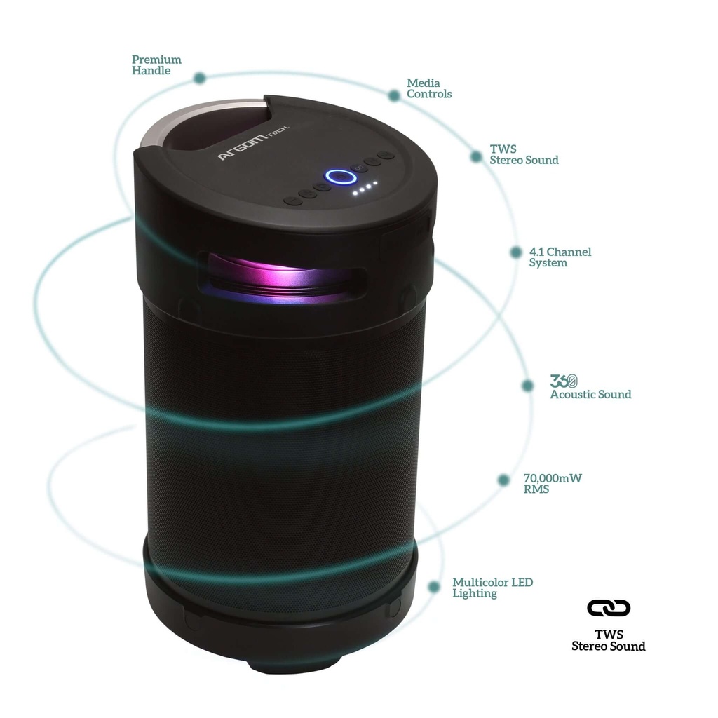 PARLANTE AMBIENCE 360 CON LUZ LED NEGRO