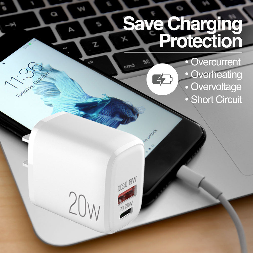 CARGADOR DUAL TIPO C - USB PARA PARED