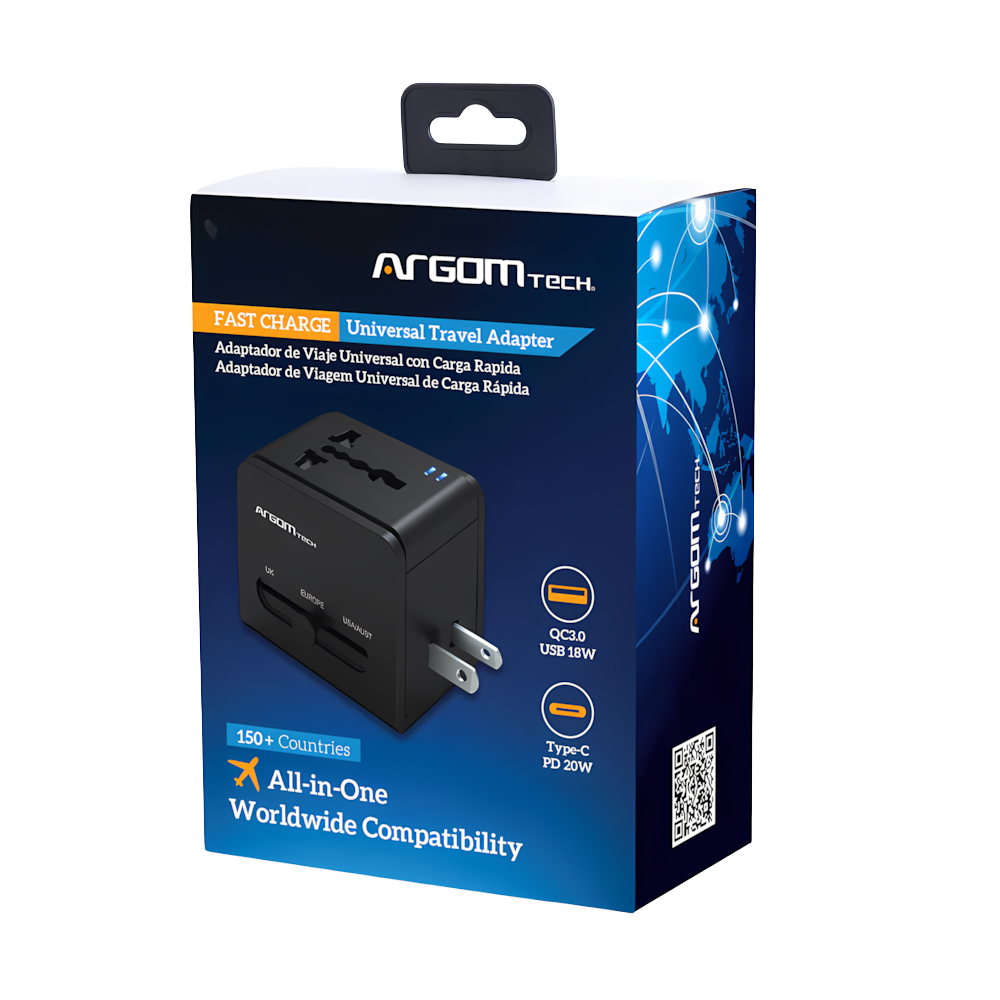 ADAPTADOR DE VIAJE UNIVERSAL CON CARGA RÁPIDA