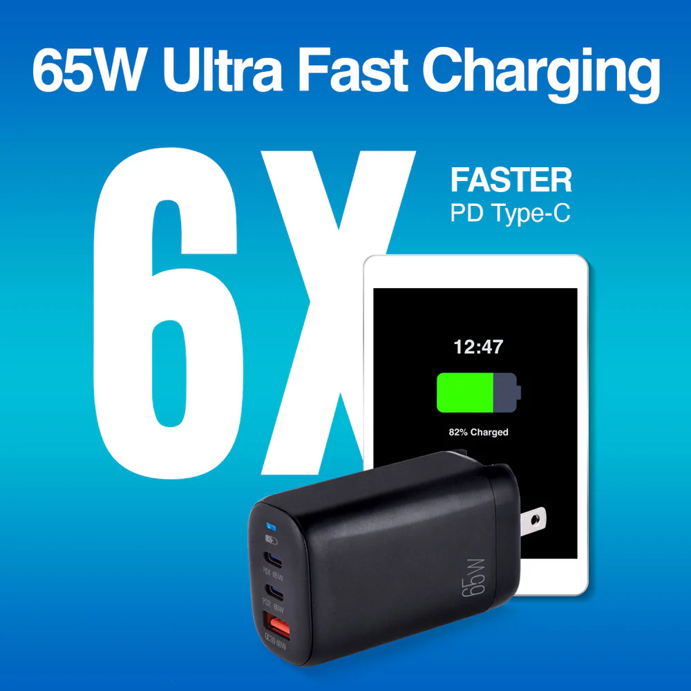 CARGADOR VOLTA P8 CARGA RÁPIDA 65W - 3 PUERTOS 