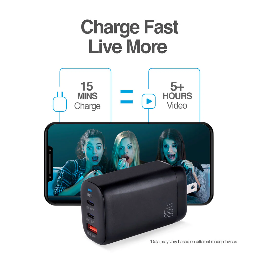 CARGADOR VOLTA P8 CARGA RÁPIDA 65W - 3 PUERTOS 