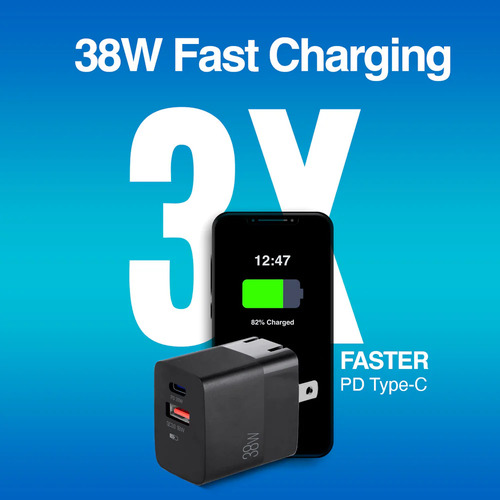 CARGADOR DUAL TIPO C - USB VOLTA P4 PLEGABLE 38W