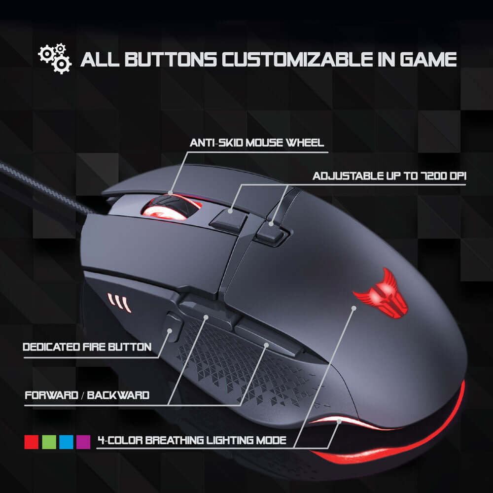 MOUSE GAMER COMBAT MS46 USB NEGRO
