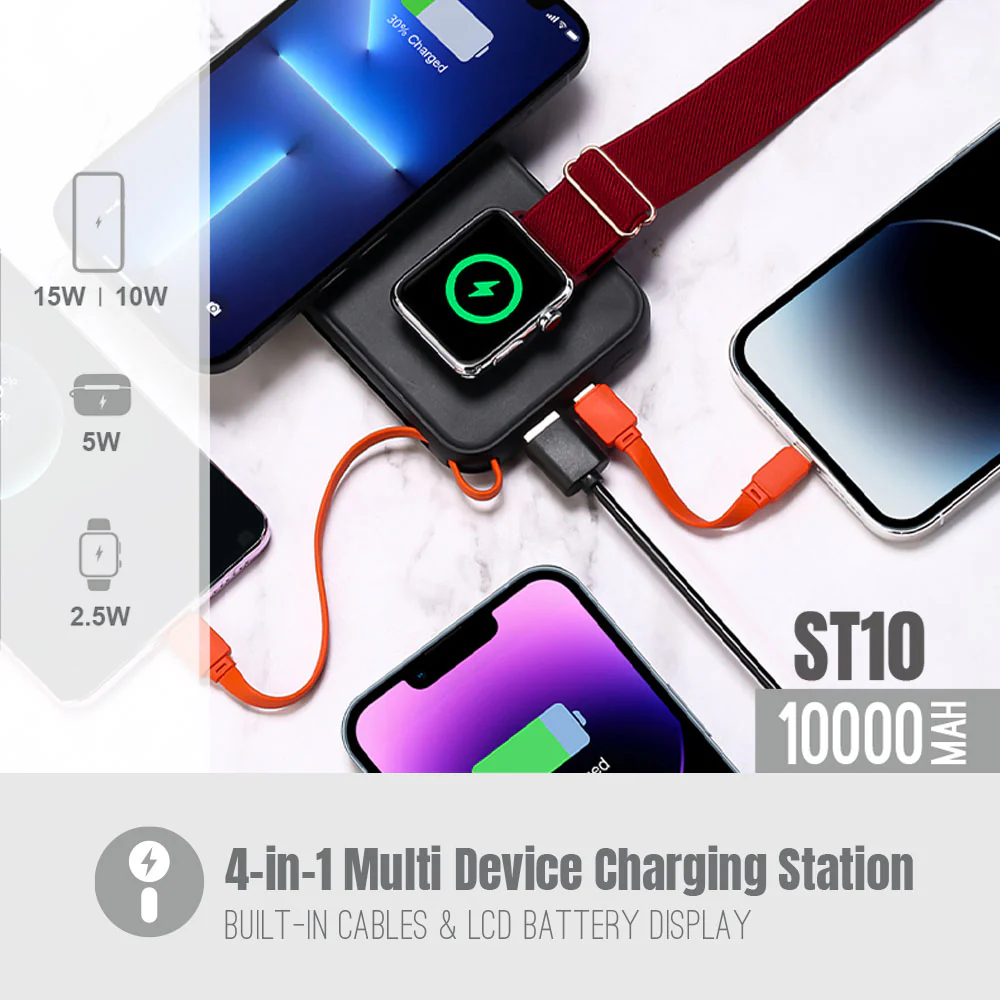 BATERÍA EXTERNA MAGNÉTICA 3 EN 1 ST10 DE 10 000 MAH