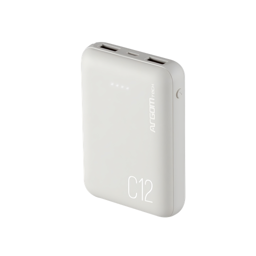 [ARG-PB-1138WT] Batería Externa C12 Ultra Compacto 12000 mAh (Blanco)