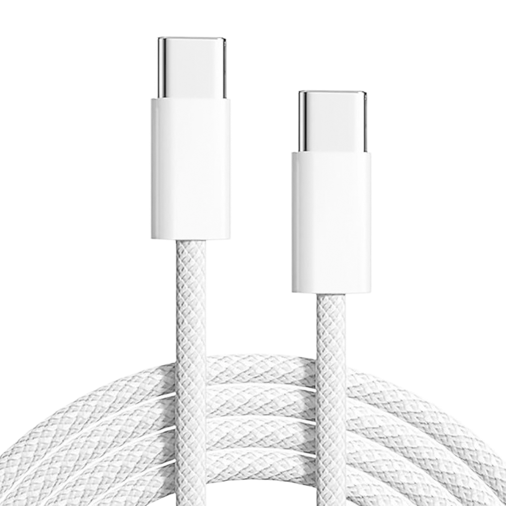 Cable  Tipo C-C Trenzado De 240W - 2 Mts Blanco Para MacBook