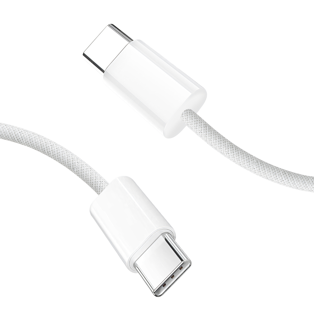 Cable  Tipo C-C Trenzado De 240W - 2 Mts Blanco