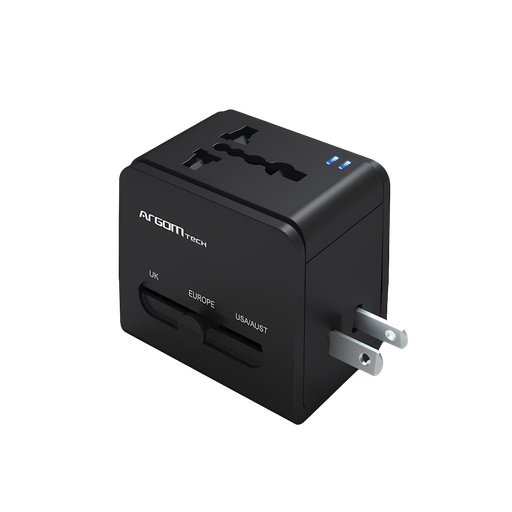 [ARG-AC-0298BK] ADAPTADOR DE VIAJE UNIVERSAL CON CARGA RÁPIDA