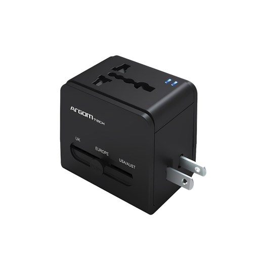 [ARG-AC-0298BK] Adaptador De Viaje Universal Con Carga Rápida