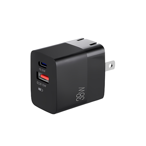 [ARG-AC-0122BK] Cargador Dual Tipo C - Usb Volta P4 Plegable 38W
