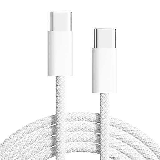 [GEN-CB-0240W] Cable  Tipo C-C Trenzado De 240W - 2 Mts Blanco Para MacBook