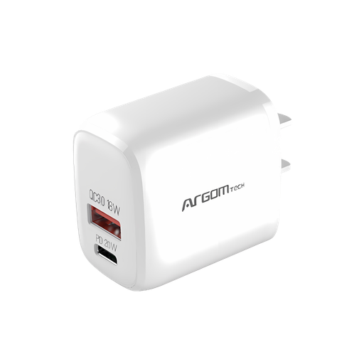 [ARG-AC-0115WT] CARGADOR DUAL TIPO C - USB PARA PARED